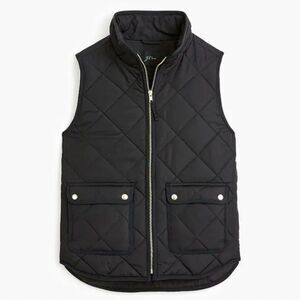 J Crew Black Excursion Quilted Down Zip-Up Vest sz S